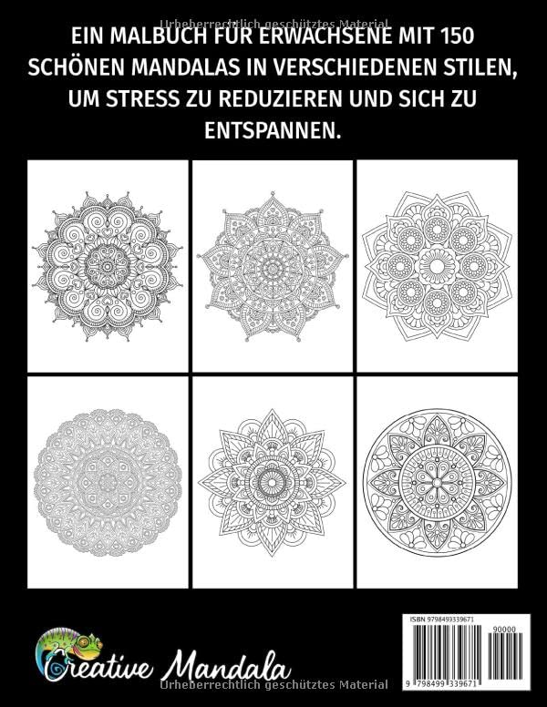 150 Mandalas: Ein Malbuch für Erwachsene mit 150 schönen Mandalas in verschiedenen Stilen, um Stress zu reduzieren und sich zu entspannen Taschenbuch – 19. Oktober 2021 - Image 3