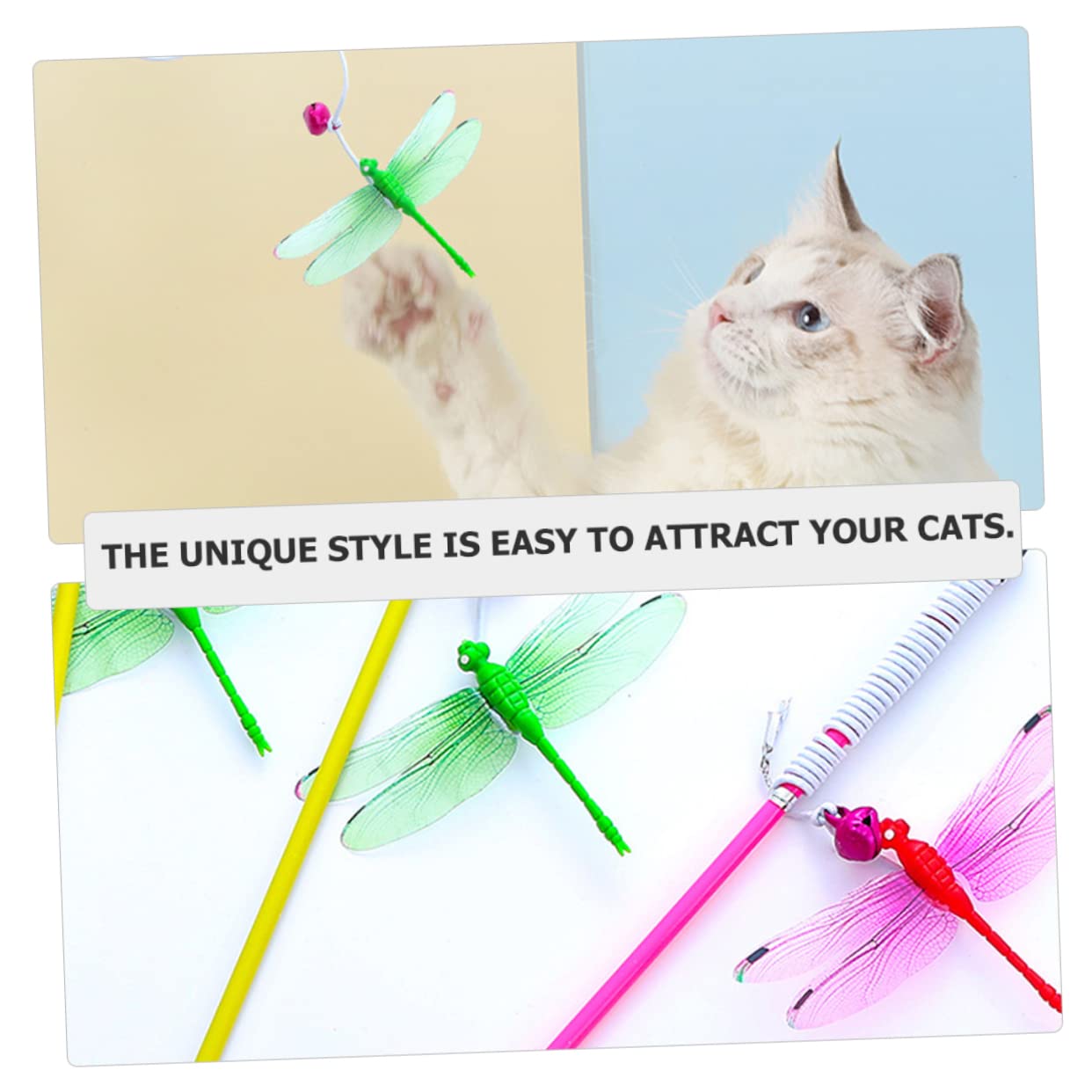 Happyyami 20pezzi Cat Teaser Stick Divertente Giocattolo Interattivo per Gattini Stimola attività Fisica e Riduce Lo Stress Include Bacchette Gialle e Rosse per Giochi con Gatti