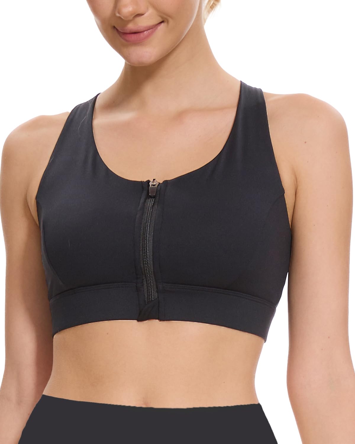 Sostén deportivo con cremallera frontal para mujer, de alto apoyo, brasier deportivo de alto impacto, brasier de compresión para entrenamiento