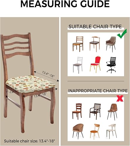 Miniatura 3 de COLORSUM Juego de 2 fundas de asiento para comedor, diseño de planta de hongos, fundas elásticas para sillas de cocina para bodas, fiestas,