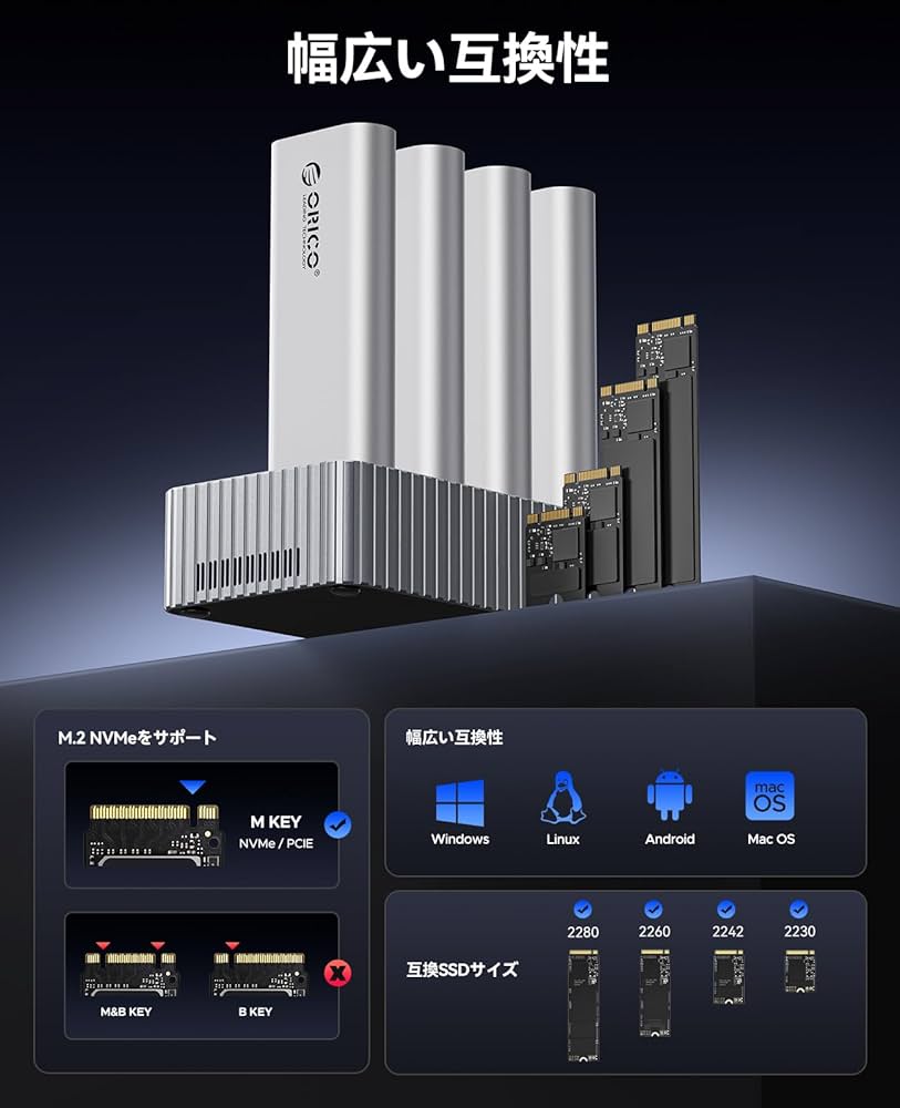 Amazon.co.jp: ORICO SSD クローン スタンド 40Gbps高速データ転送 M.2