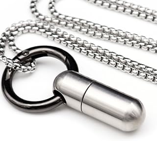 Titanium Pill Holder Necklace, Small Waterproof Mini Pill Case with 28