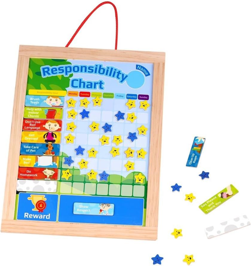 Chore Chart – Magnetic Behavior Chart for Kids That Makes The Ideal Reward Chart Comes with Many Fun Star Options for Increasing Responsibility