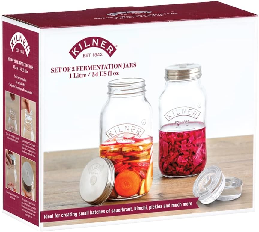 Kilner 0025.010 Jar, 1 Litre, Fermentation Set 2 X 1l