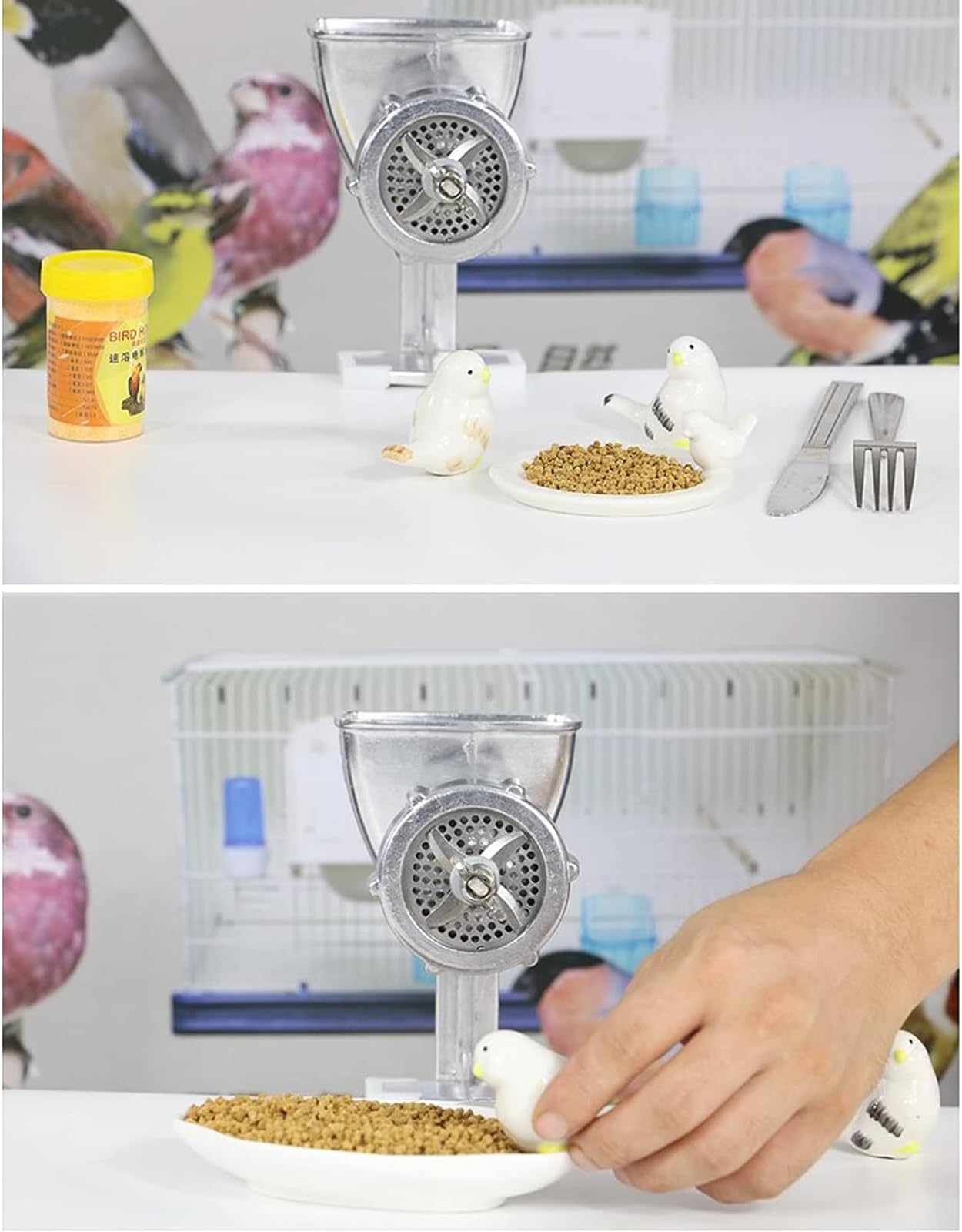 McbeAn Macchina per Pellet di Mangime, Macchina Manuale per Mangimi per Animali Domestici con Stampi da 2/3/4/5/6 Mm, Robusta E Durevole, per Uccelli, Esche da Pesca, Gatti, Cani di Piccola Taglia
