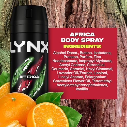 Lynx Africa Aerosol Body Spray Men's Deodorant Spray with a mandarin & sandalwood scent for 48 hours of odour busting, high definition fragrance 150 ml - Image 4