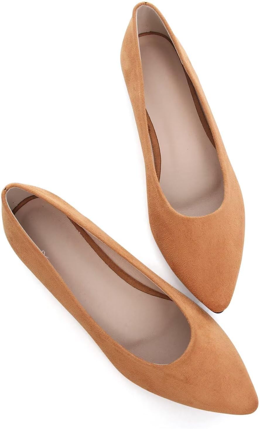 Flats for Women Classic Solid Pointed Toe Ballet Shoes Suede Dress Shoes Casual Comfort Slip-On Loafers Lightweight
