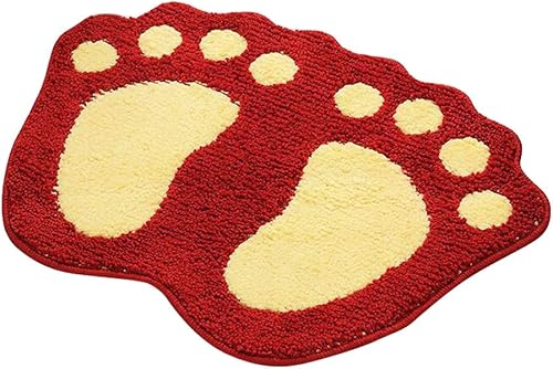MIFXIN Tapete de baño antideslizante para inodoro, bonito tapete para pies grandes, suave y absorbente, tapete para el suelo (16 x 24 pulgadas, rojo)