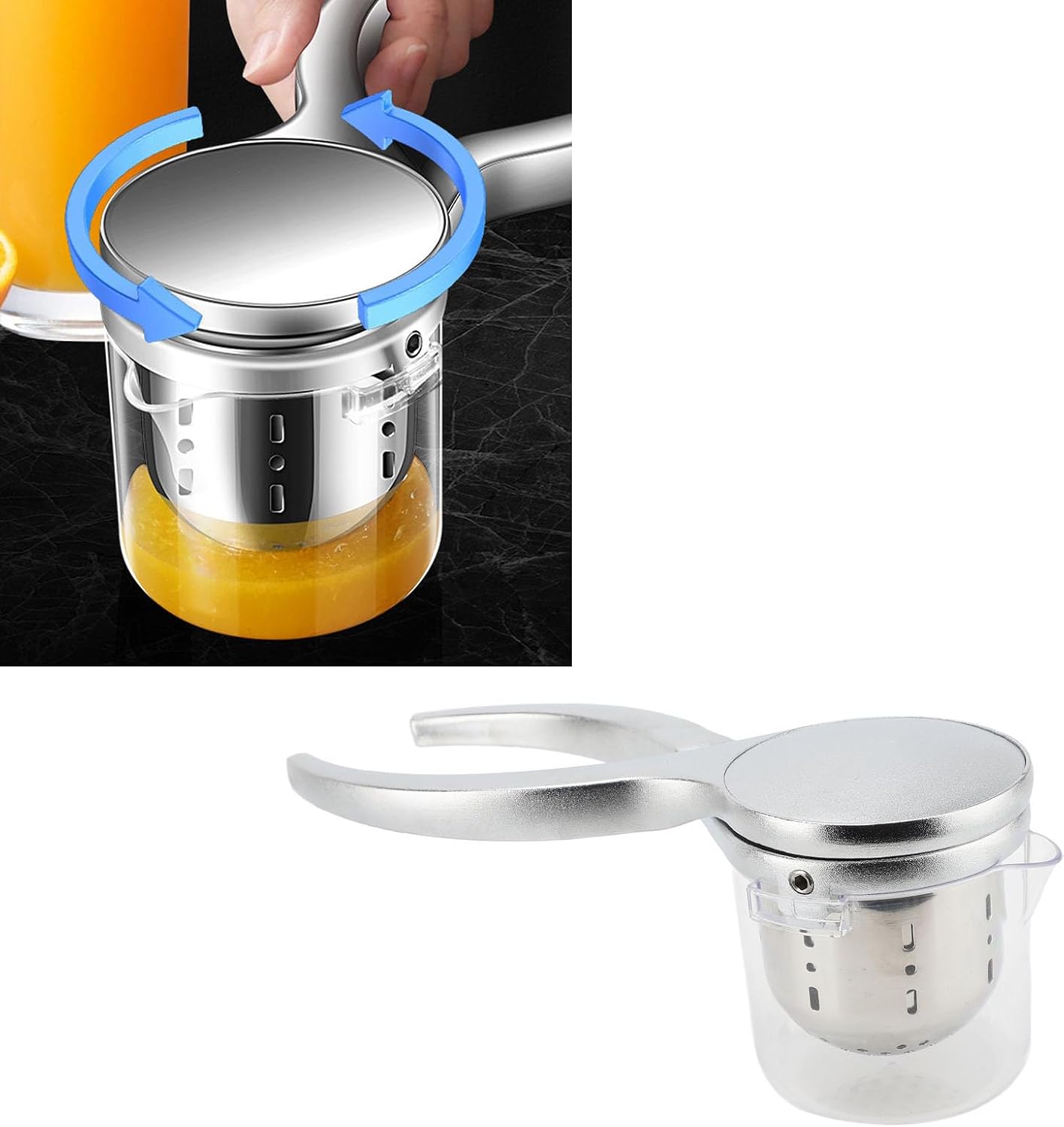 Manual Press Juicer Squeezer, Stainless Steel Handheld Fruit Juicer with Citrus Juicer, for Kitchen, Food
