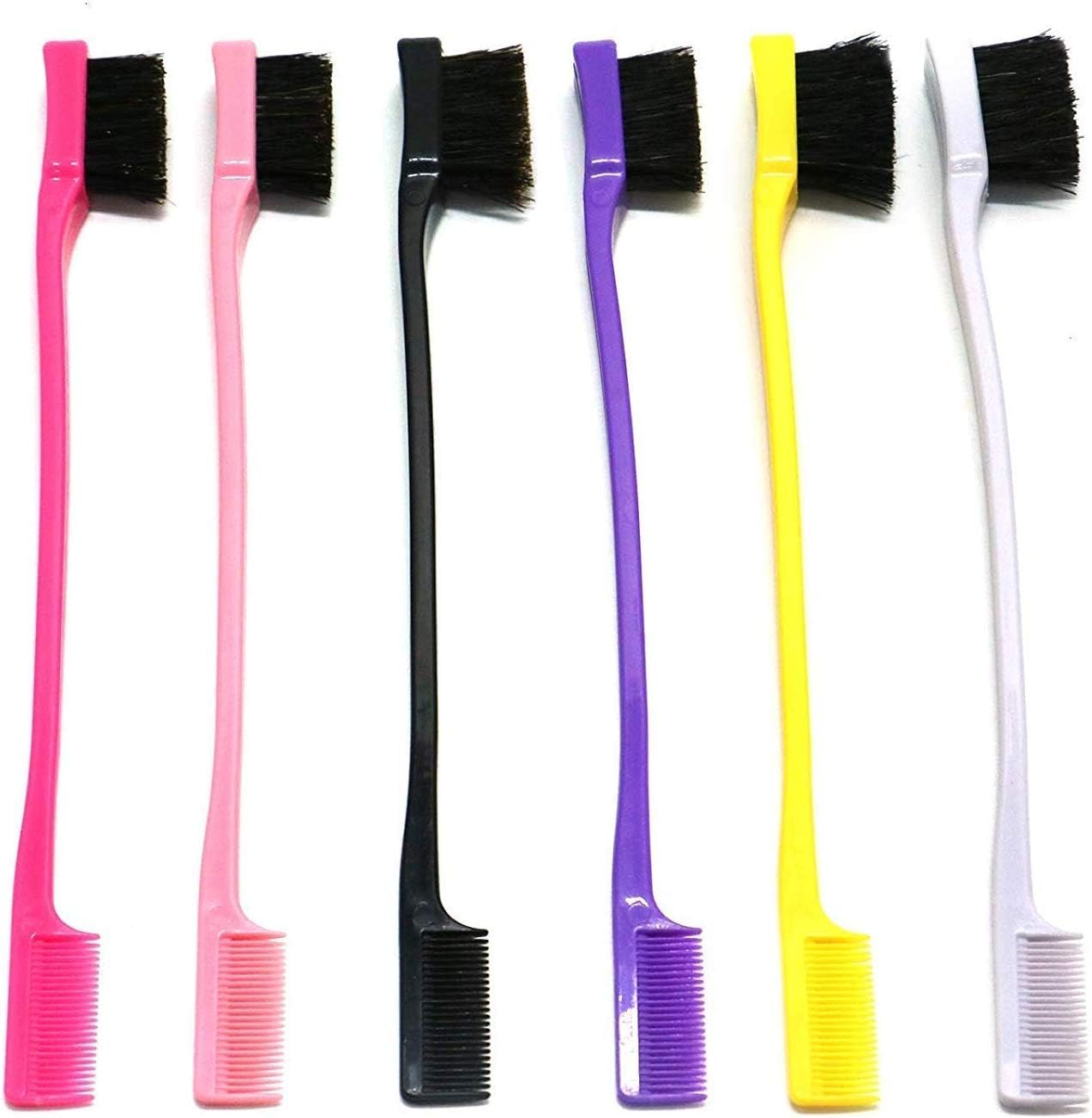 AOVNA 6 Pcs Hair Edge Control Brush Smooth Gentle Double Sided Natural Look Polish Hair Tool Dual Ended Hair Comb Brush