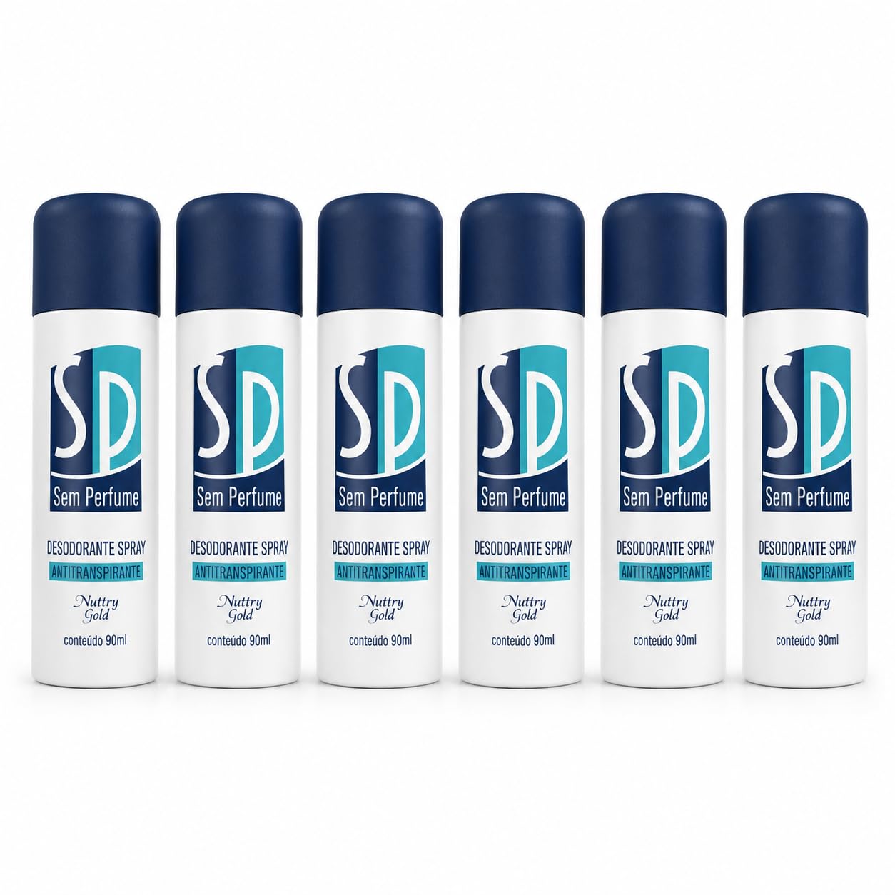 Kit 6 unidades Desodorante Spray Nuttry Gold 90 ml