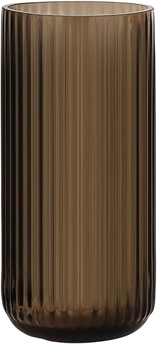 WHJY Jarrón cilíndrico de vidrio marrón, florero vintage, florero de vidrio soplado a mano, decoración para decoración de centro de mesa de comedor,