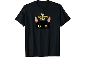 Black Cat 'I'm Watching You' Black Cat Yellow Eyes T-Shirt