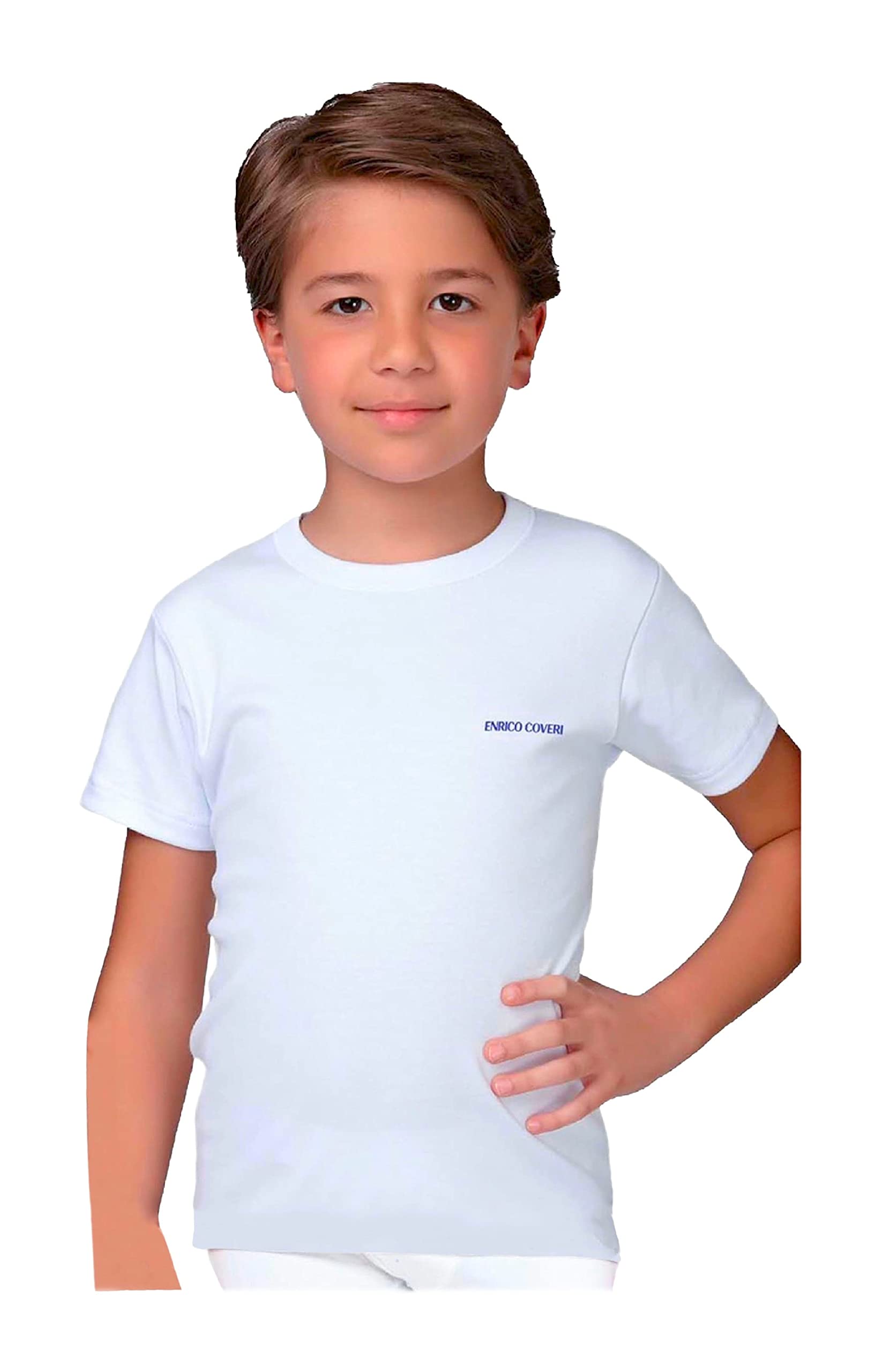 Enrico Coveri Maglietta Intima Caldo Cotone Offerta 3-6 Pezzi + Boxer Omaggio Maglietta Intima Bambino e Ragazzo in Caldo Cotone Maglia Intima Bambino Invernale B94
