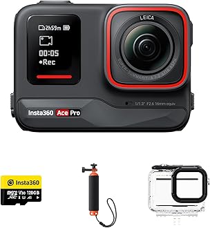 Insta360 Ace Pro Diving Bundle - Waterproof Action Camera, 1/1.3 Inch Sensor and AI Noise Cancellation for Best Image Quality, 4K120fps, 2.4" Folding Screen & AI Functions for Sports, Travel