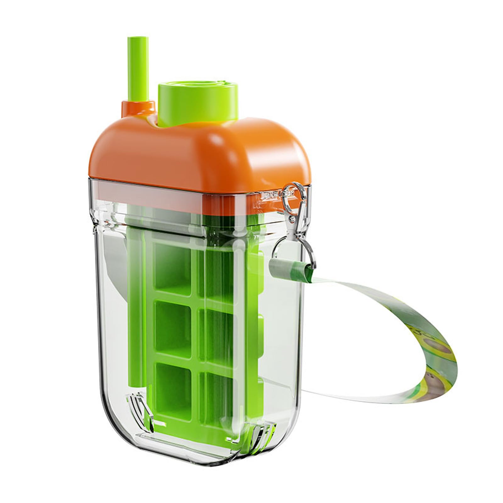 Oxxggkao Ice Block Tray Bottle with Rotating Release Function and Double Drinking Mode for Sports Hiking Travel Travel Friendly Water Bottle