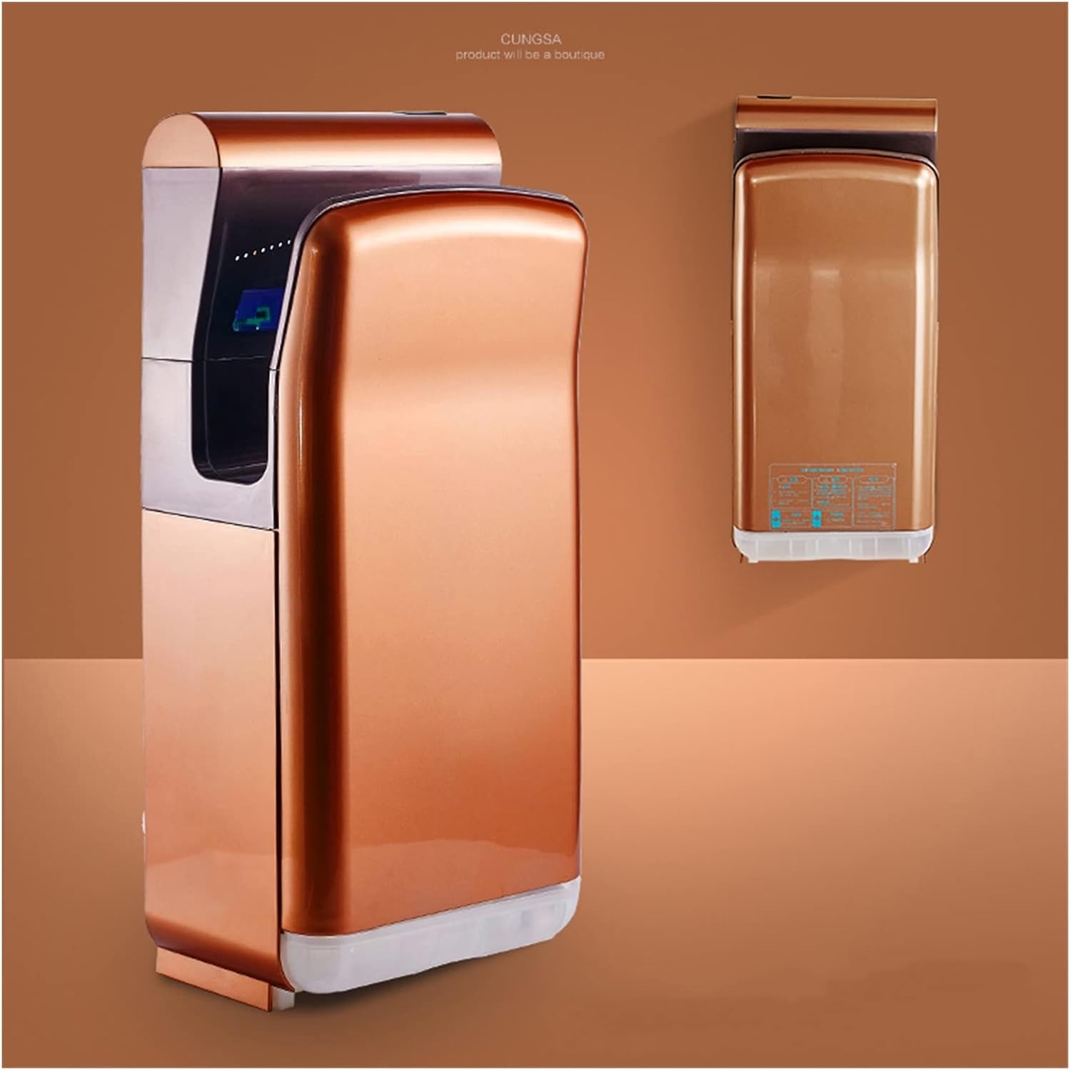 Hand Dryer, High Speed Hand Dryer Fully Automatic Induction Hand Dryer Hotel Hand Blowing Dual Motor Jet Quick Hand Dryer 2000W Smart Induction Sensor Hand Dryers, Golden