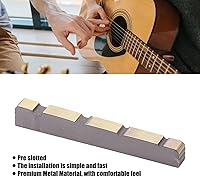 Vista 3 de Tuerca de bajo de 4 cuerdas, 1.496 pulgadas, tuerca de cuerda de guitarra preranurada, tuerca de metal portátil para bajo de repuesto