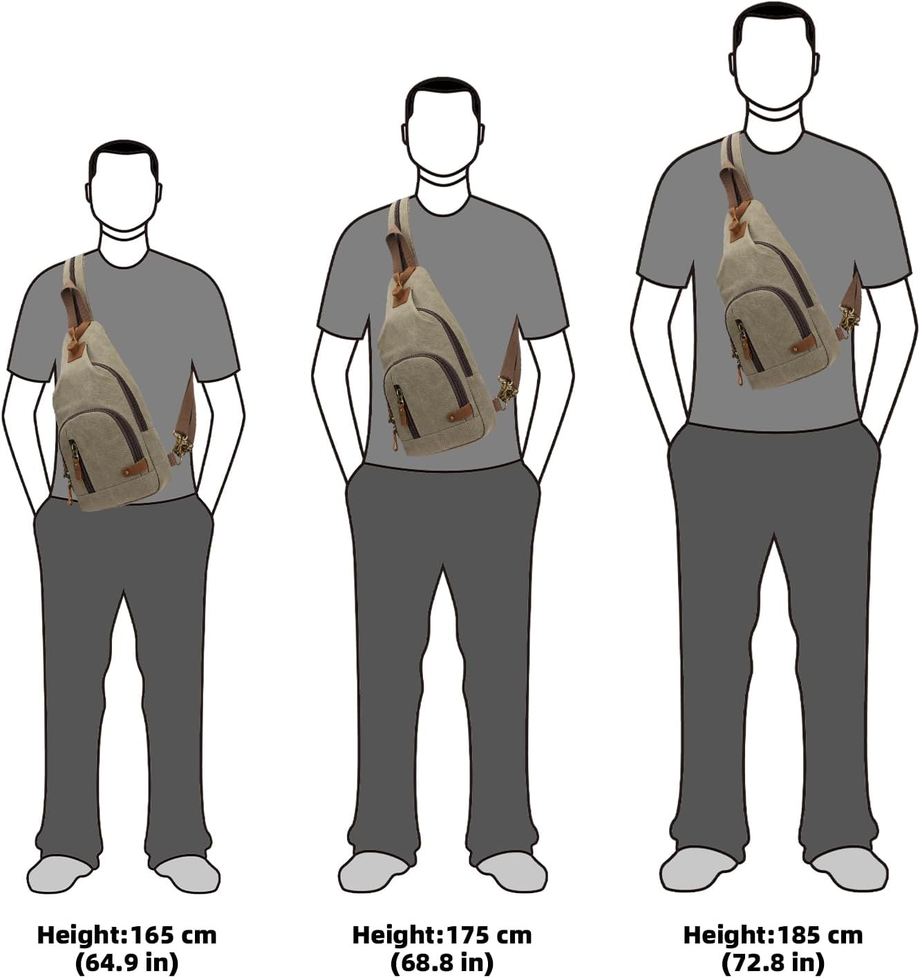 KL928 Canvas Sling Bag Crossbody Backpack Shoulder Casual Rucksack for Men Women,Olive Green - Image 7