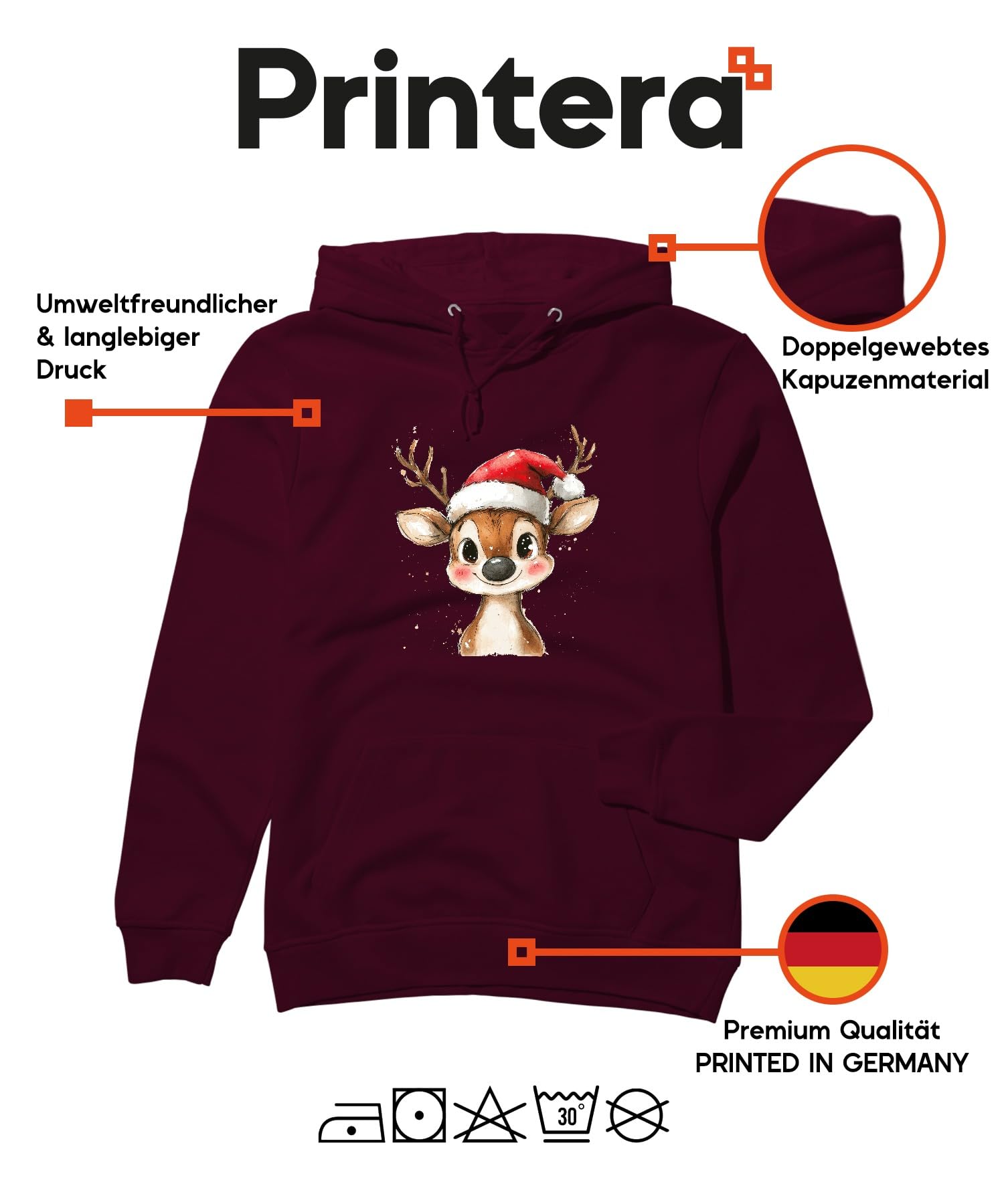 Renifer Boże Narodzenie, akwarela, słodki prezent dla dzieci, uroczy, vintage, uniseks bluza z kapturem