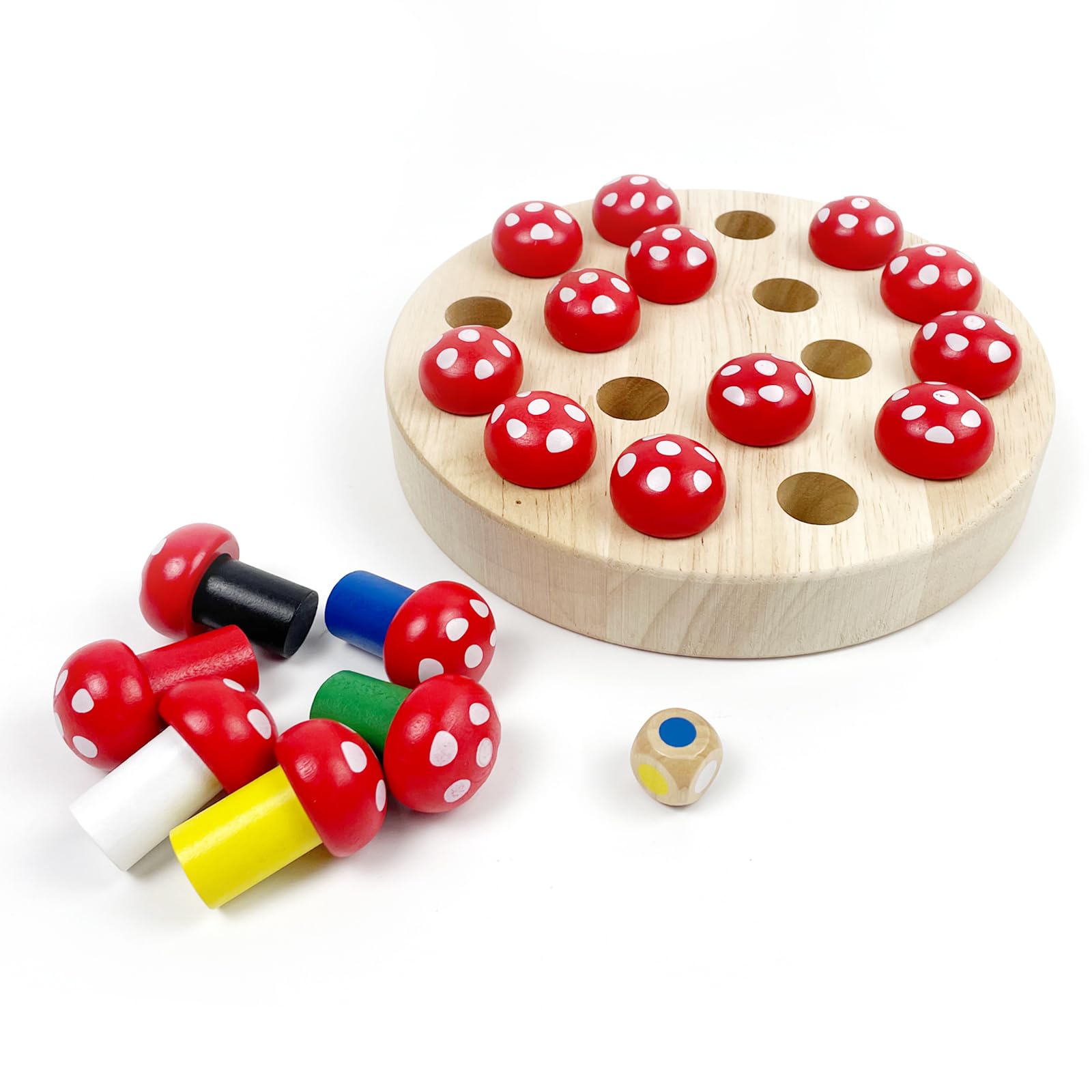 Jeux Montessori 3 Ans, Memory Chess Bois,Jeu Educatif 3 Ans,Jeux de Société pour Améliorer la Mémoire et la Reconnaissance des Couleurs(Champignon)