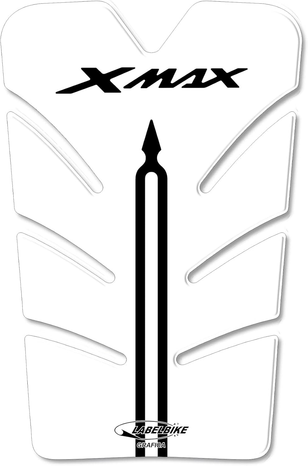 labelbike - 3D Sticker Motorcycle Fuel Tank Pad Protection and Decoration in Resin Compatible with Yamaha Xmax 2010-2013 - White Color