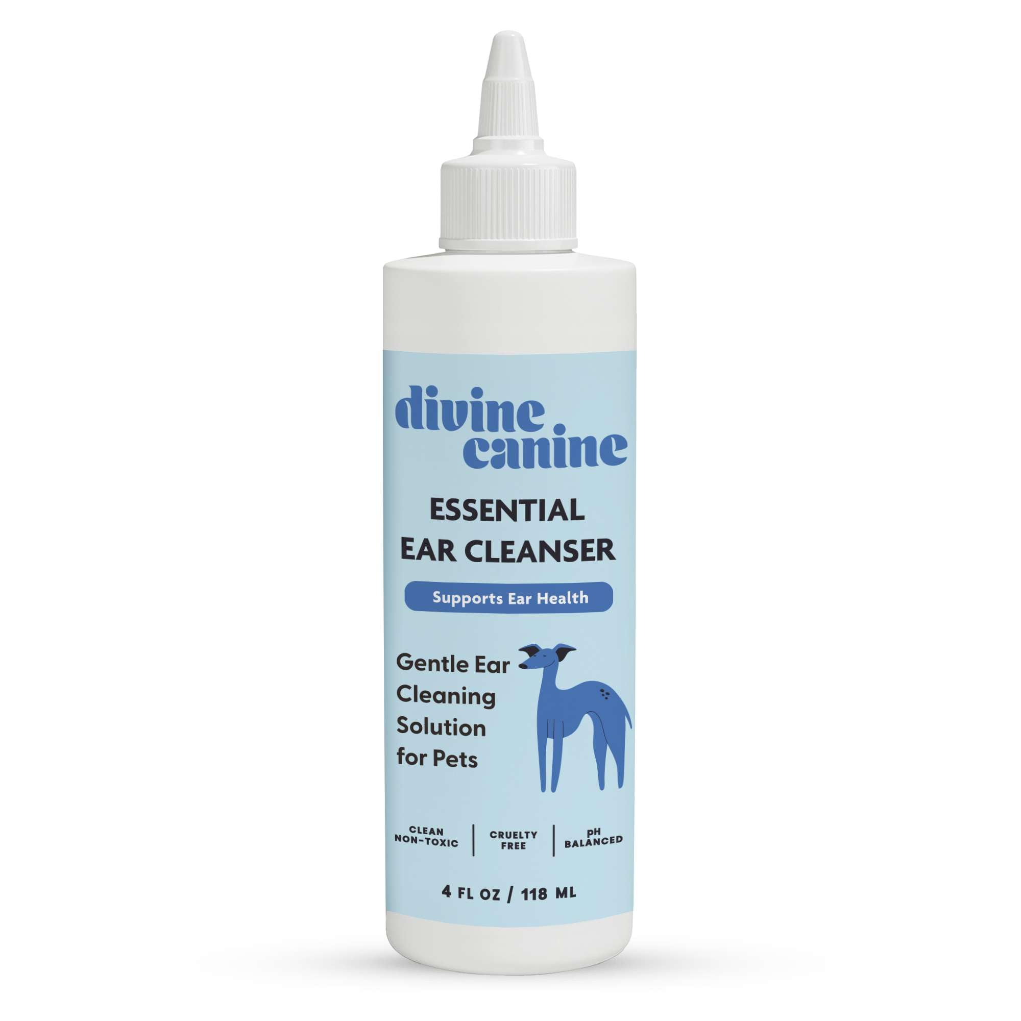 Divine Canine Dog Ear Cleaner - 4 Fl Oz of Dog Ear Wash - Drops to Dissolve Wax, Combat Odor, and Support Healthy Ears - Made with Chamomile, Honey, and Aloe - Made in The USA