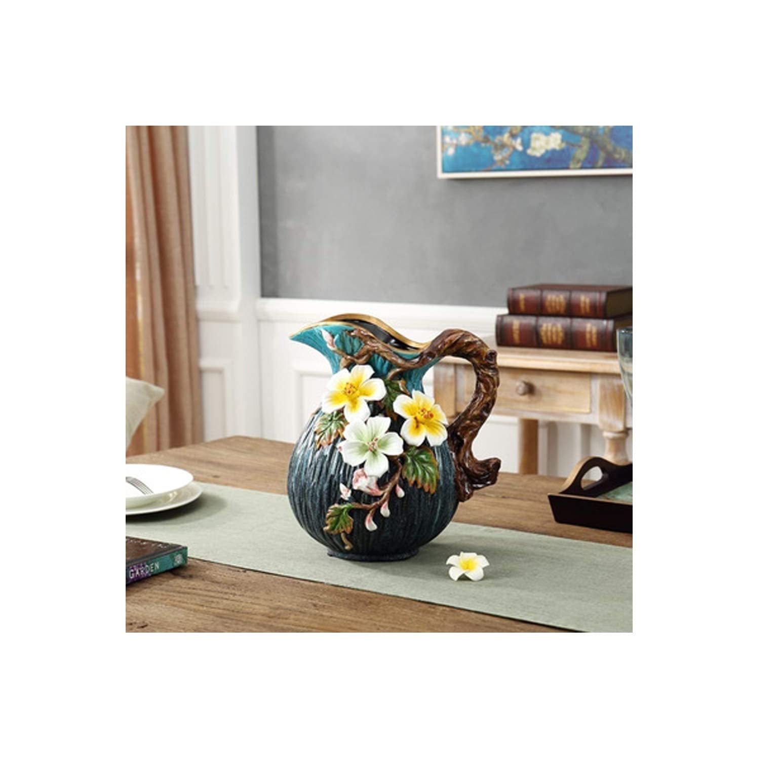 Vasen Vase aus Keramik, handgefertigt, robust, Wohnaccessoires, Büro, Restaurant, 26 x 20 x 29 cm, for Blumen Deko