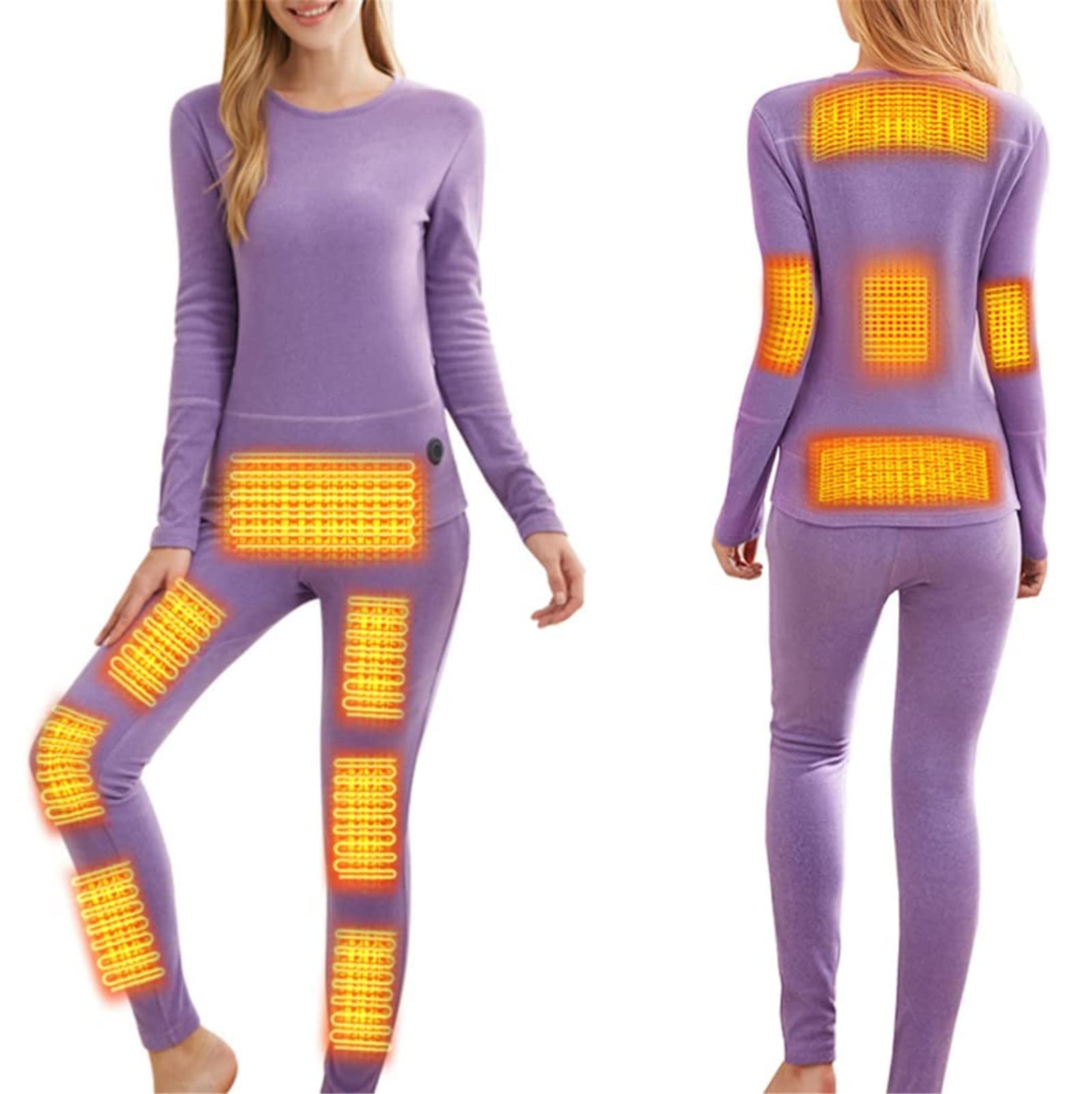 Set di Biancheria Intima per Riscaldamento Invernale Sci Termico USB Controllo Intelligente della Temperatura Abbigliamento riscaldato Elettrico Top Pantaloni Tuta (Viola XL)