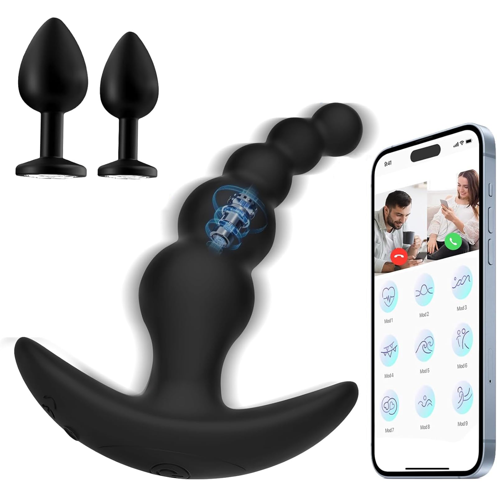 Lot De 3 Perles Anales Vibrantes, Plug Anal Rechargeable, Masseur De Prostate, Contrôle Par Application, 10 Vitesses De Vibration, Jouet Anal, Jouets Sexuels Anaux Pour Hommes, Femmes Et Couples
