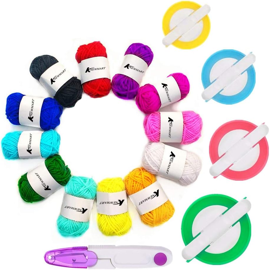 Knewmart Pompom Maker,4 Sizes Pom pom Makers for Fluff Ball Weaver Needle Craft DIY Wool Knitting Craft Tool Set Decoration (17)