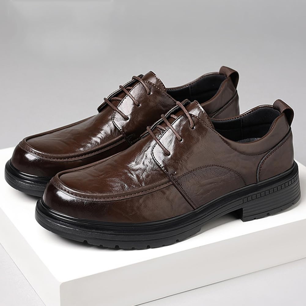 Uomo in Pelle Scarpe Eleganti | con Punta Arrotondata, con Lacci, Antiscivolo, Low Top, Party, Cerimonia, ufficio