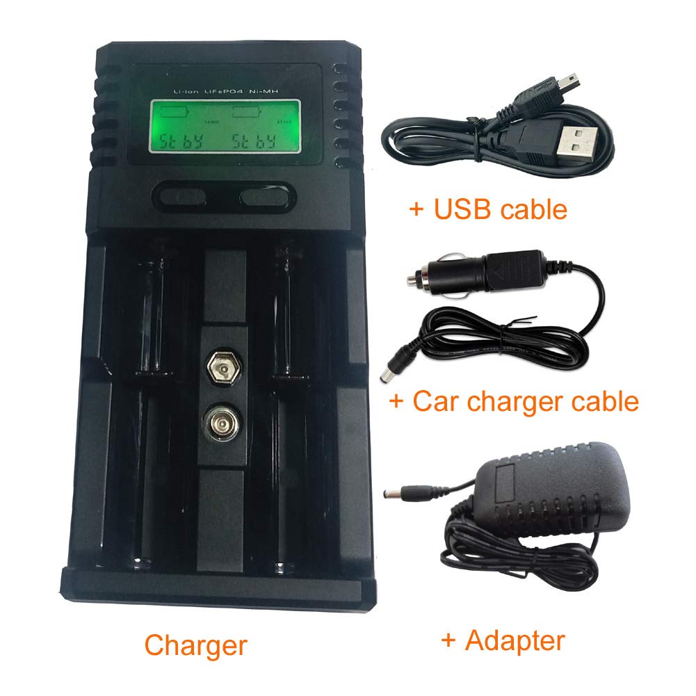 Caricabatterie Intelligente Per 18650 Con LCD E USB-C – Compatibile Con 26650, 14500, 16340, 18500, 21700 - 3