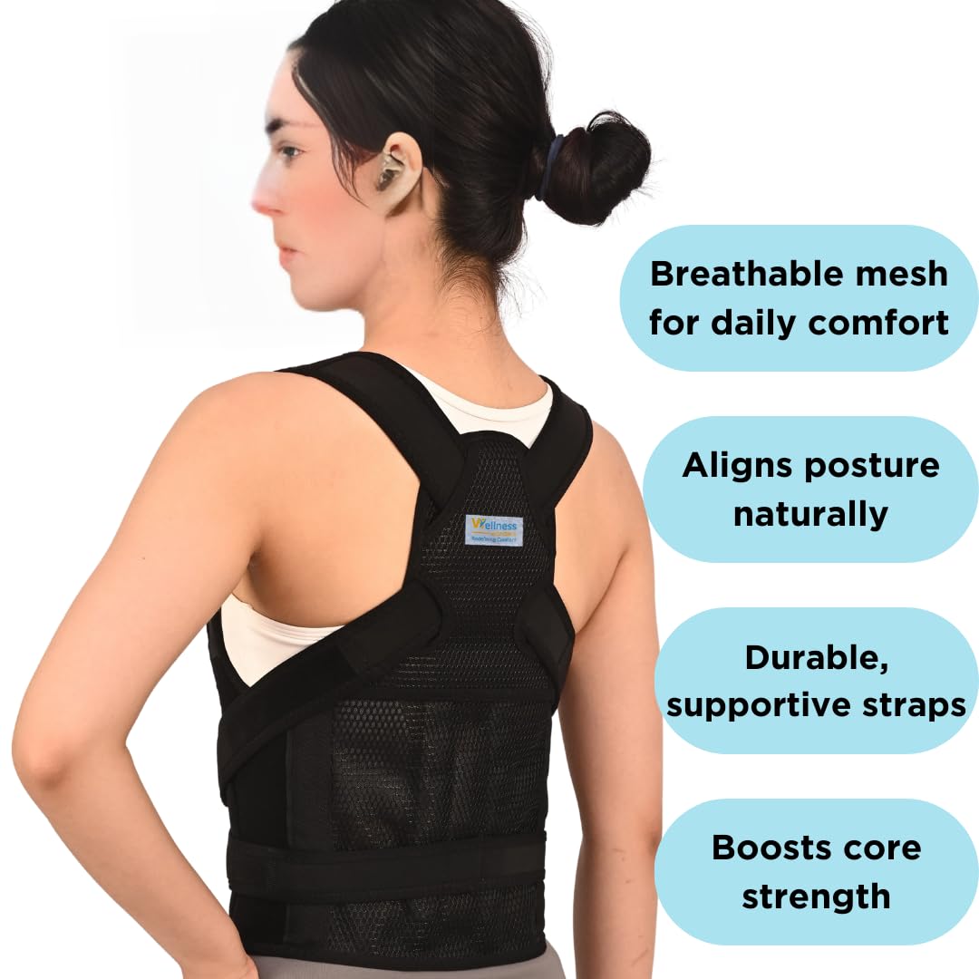 Back Brace Posture Corrector Adjustable Shoulder Support Brace, Compression Fracture Back Brace, Spine Decompressor, Neck & Scoliosis Posture Corrector (Medium)