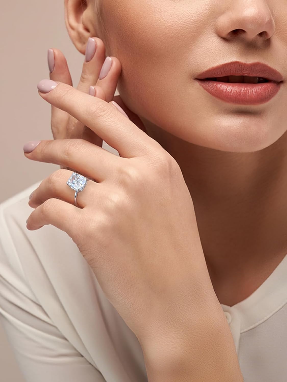 4CT Radiant Cut Engagement Rings for Women - 18K Yellow/White Gold Plated 925 Sterling Silver Wedding Promise Rings for Her, Solitaire Diamond Ring for Vacation, Travel, Daily Wear - Image 5