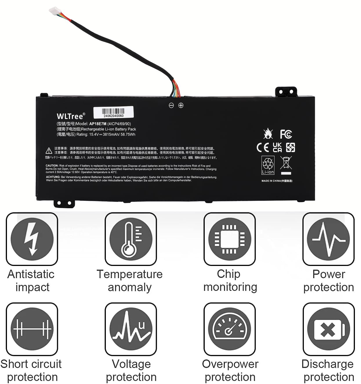 AP18E8M AP18E7M Batteria per Portatile Acer Nitro 5 AN515-54 AN515-55 AN515-56 AN515-57 AN515-58 AN515-43/44 AN515-45 AN517-51/52 AN715-51 Aspire A715-74G Predator Triton 300 PT315-52 Battery