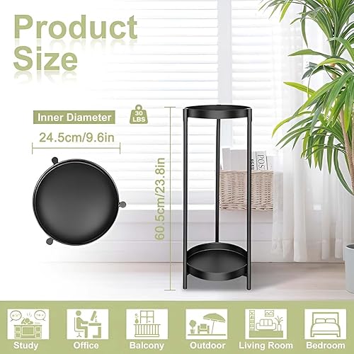 Miniatura 2 de Soporte para Plantas de Interior y Exterior CEFZUM, Soporte de 2 Niveles de 24" de Altura en Negro para Macetas de Flores, Estante de Metal