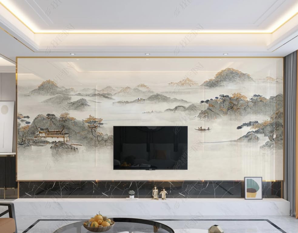 Papier peint intissé encre de Chine paysage 200x140cm pour salon