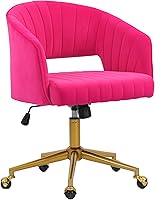 Vista 10 de Silla de oficina para el hogar, silla giratoria de terciopelo para escritorio, sillón de acento tapizado, sillas modernas capitoneadas con base