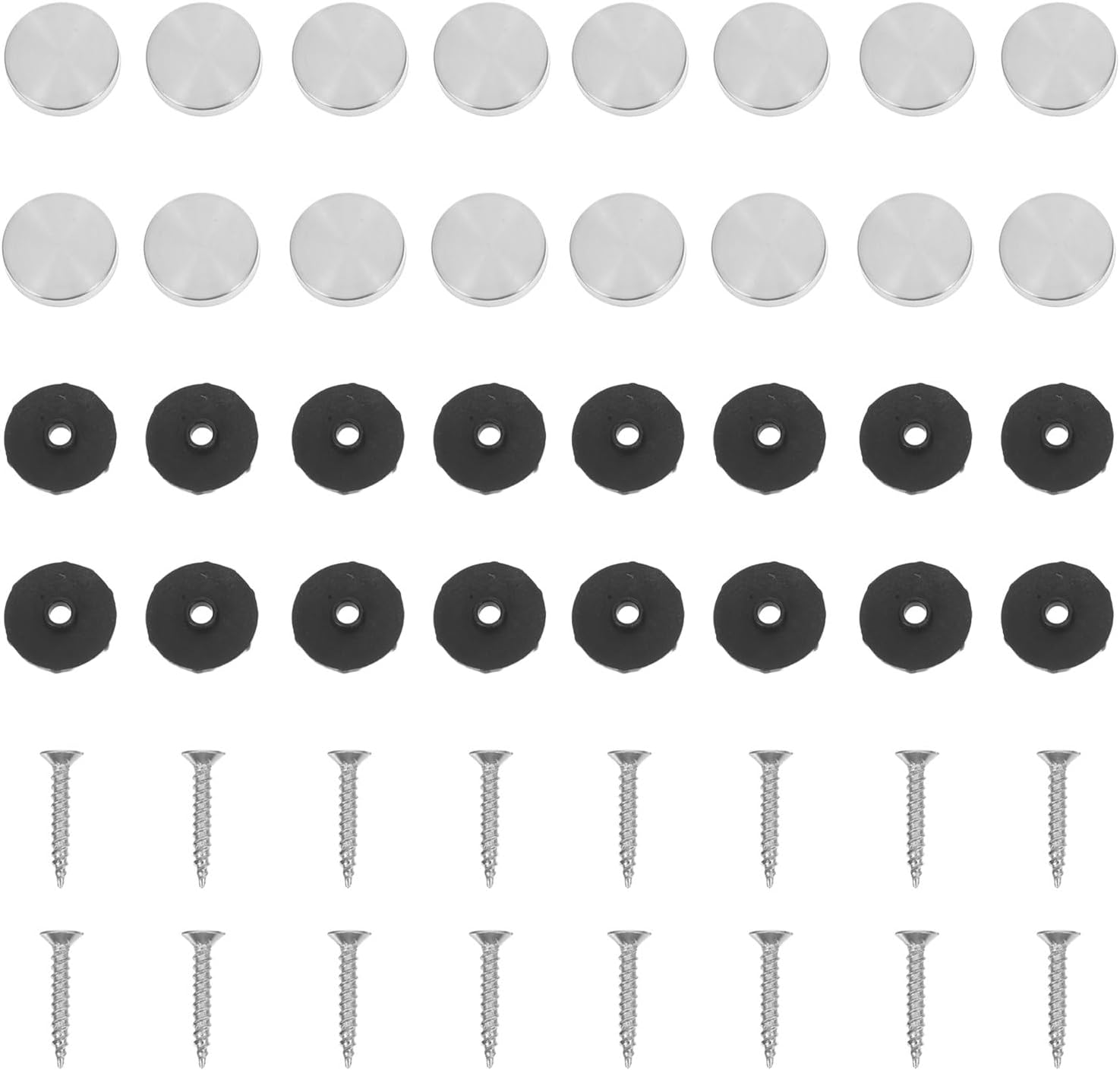 KICHOUSE 100PCS Mirror Screws: 12mm Decorative Screws - Mirror Nails with Caps and Washer for Glass Bathroom Panels Tables Wardrobes Furniture Advertising Sign
