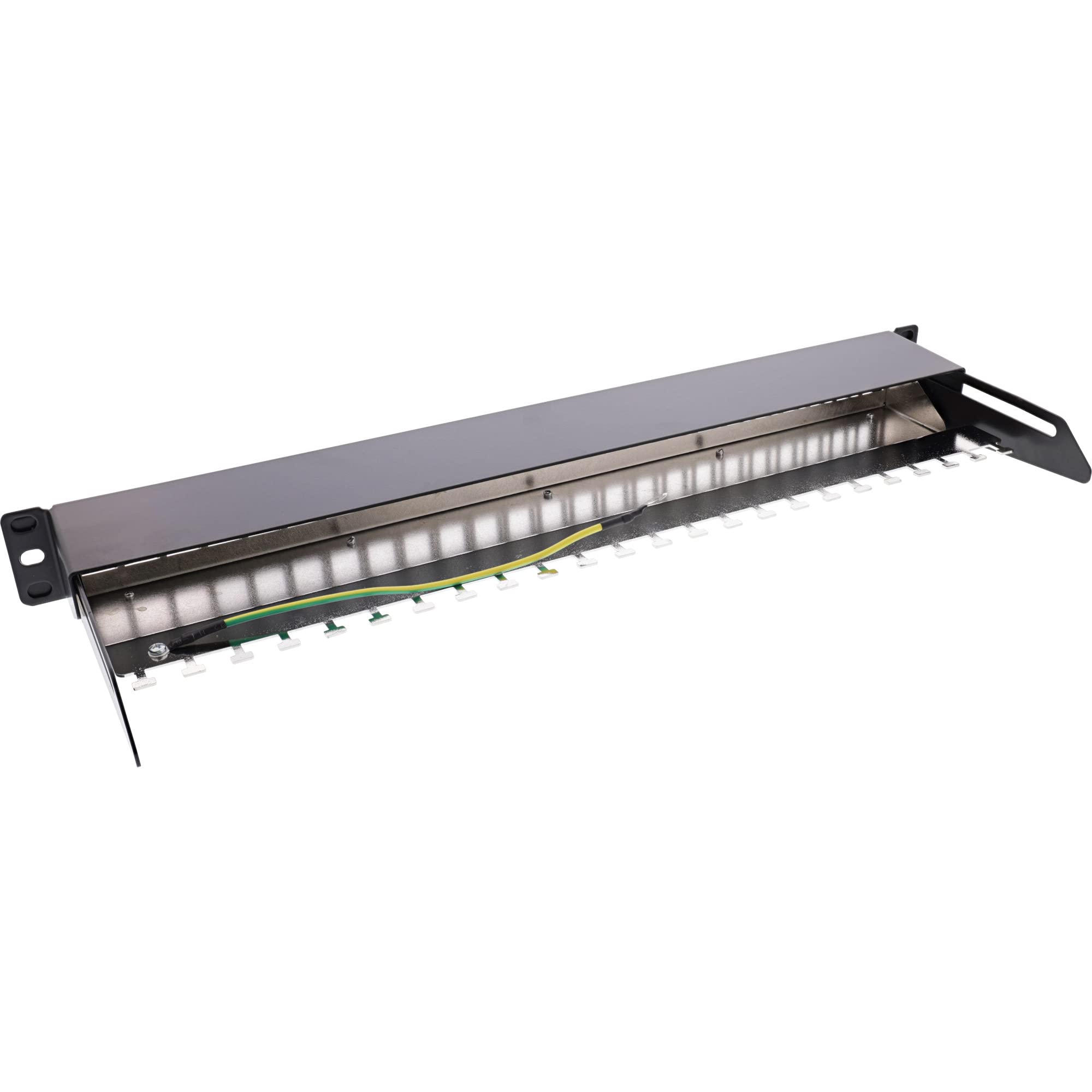InLine® Panneau de Brassage Keystone 24 Compartiments, Panneau de Brassage avec Extension, 19", 1U, Noir RAL9005