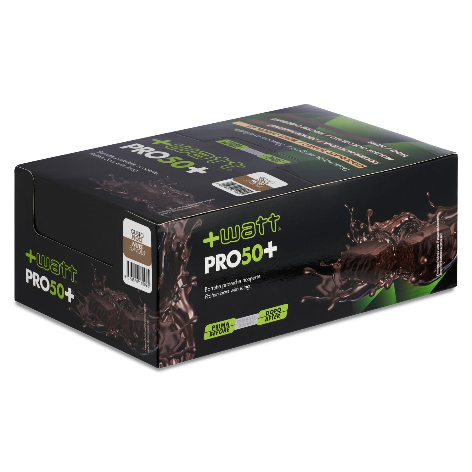 PRO50+ - Barretta Proteica Ricoperta di Cioccolato - Formato: BOX 24x50 g - Gusto: Noci