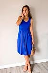 KILIG Women Summer Casual Floral Pleated Midi Sleeveless Knee Length Tank Beach Sun Dresses
