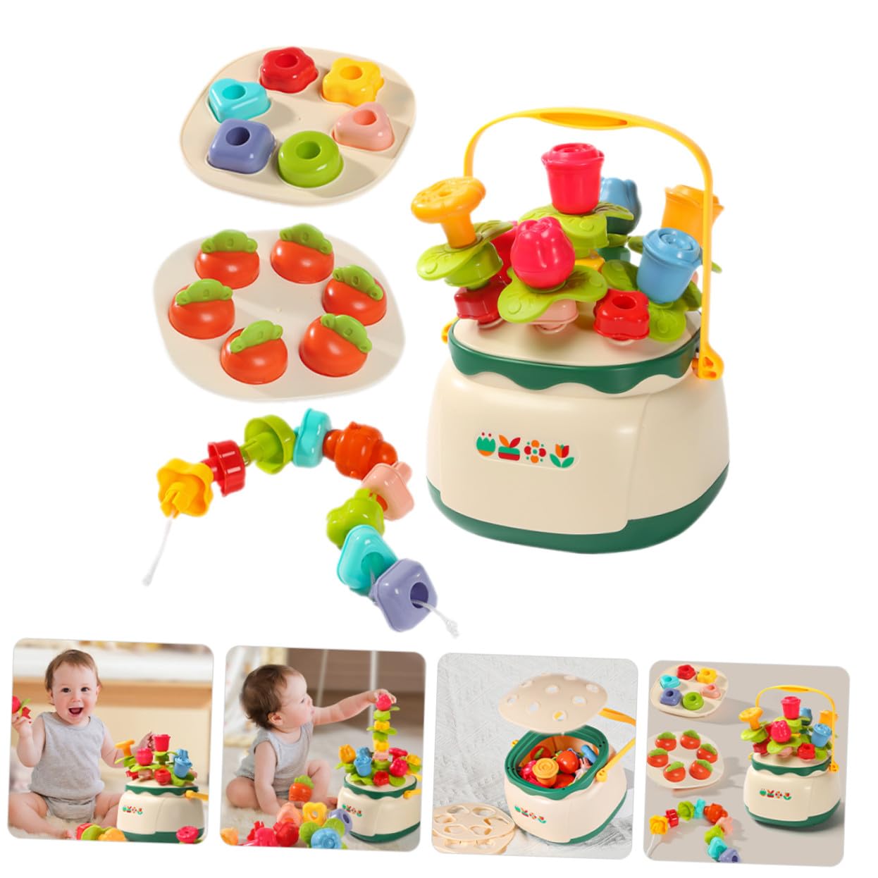 Giocattolo Montessori per Anni Educativo di Perline e Sagome da Infilare Gioco Sensoriale per Sviluppo Motricità Fine e Concentrazione Regalo Divertente