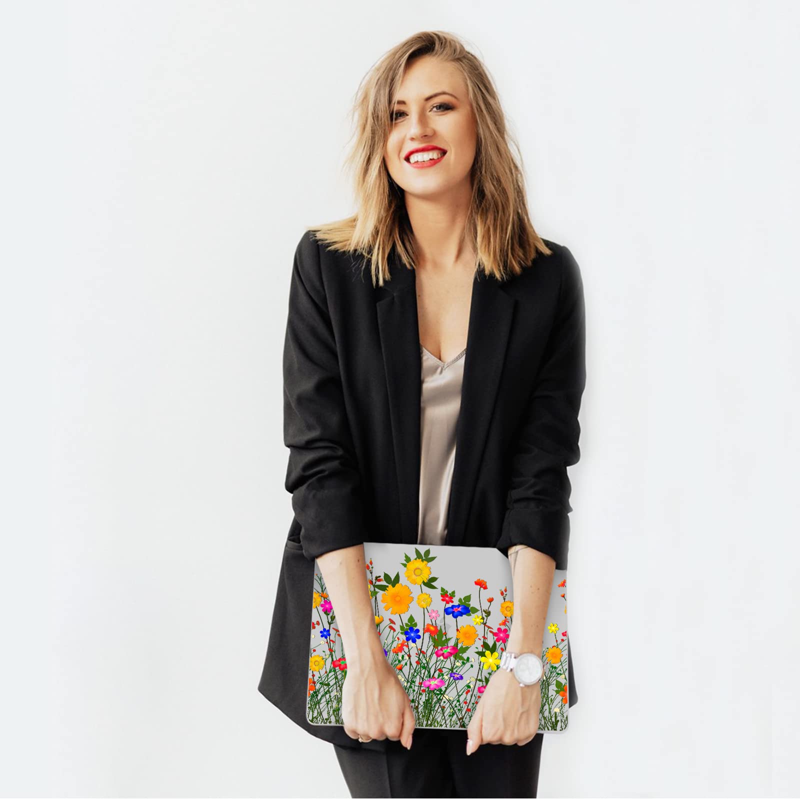 Laptop Hard Shell Case Compatible With MacBook Air 13.6 Inch 2022 Release Model A2681 M2, Color Printing Plastic Protective Hard Shell Case Cover & Keyboard Cover, Abstract Flowers - View #3