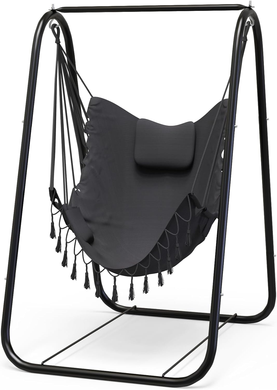 Silla colgante de acero inoxidable de alta resistencia con estructura para interior y exterior | Soporte robusto, fácil montaje, diseño ergonómico que ahorra espacio para terraza, jardín, patio y porche