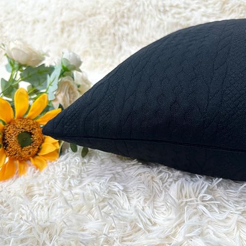 Miniatura 3 de Booque Valley - fundas de almohada, paquete de 2 fundas de almohada negras, elegantes y modernas, con dibujos en relieve, para el sofá, la cama y