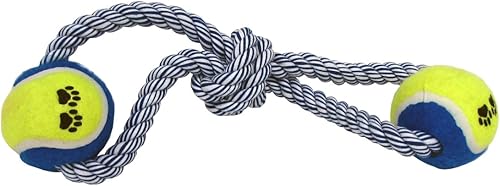 Miniatura 1 de Boss Pet Figura 8 Juguete de perro de cuerda de tirón de pelota de tenis doble