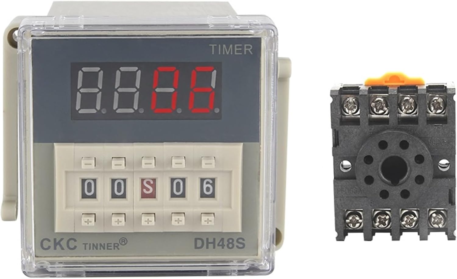 Digital LED Programmable Timer Relay Switch DH48S-1Z 0.01S-99H99M Socket Base AC/DC 12V 24V 36V 110V 220V 380V Delay(DCAC24-240)