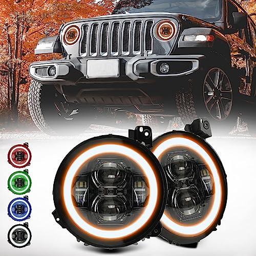 Sunpie 9 Inch Rgbw Halo Led Headlights App Control Remote Control 20 Color Changing Modes Compatible With 2018 2019 2020 2021 2022 2023 Wrangler Jl Jlu Compatible With 2019-2023 Gladiator Jt #TOP1